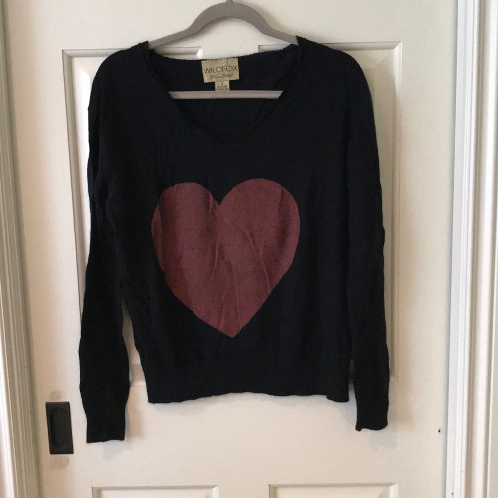 Black Maroon Heart Wildfox Sweater